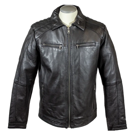 BOL Men's Zip Pocket Leather Jacket