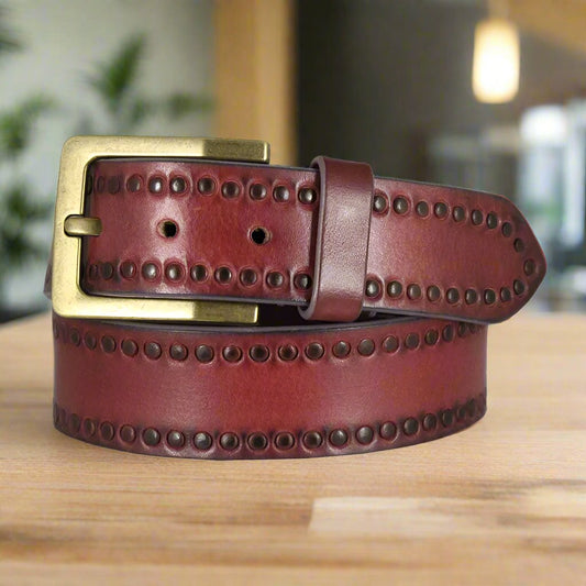 BOL Women's Circle Tooled Leather Belt