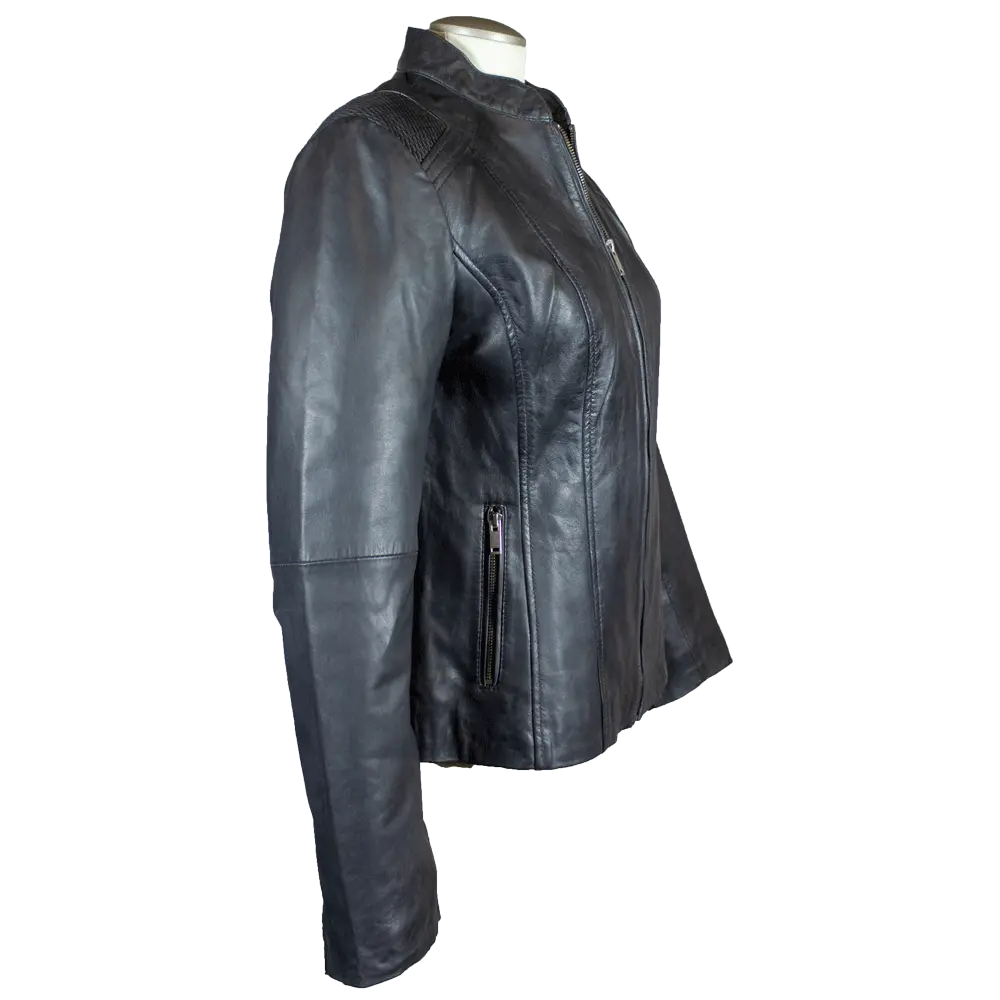 BOL Women's Basket Weave Accent Leather Jacket