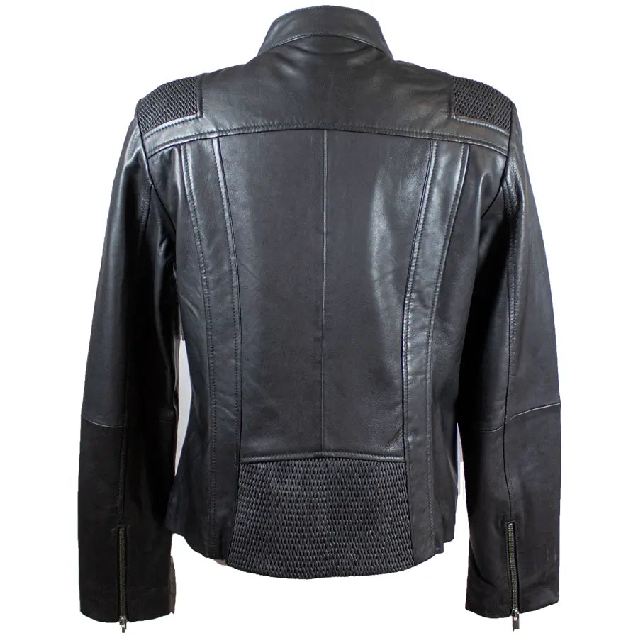 BOL Women's Basket Weave Accent Leather Jacket