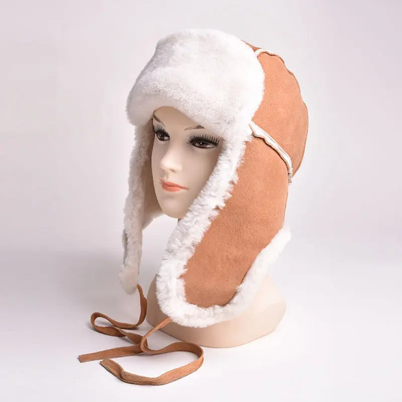 BOL Women's Hand Stitched Merino Sheepskin Bomber Cap