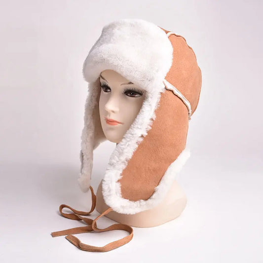 BOL Women's Hand Stitched Merino Sheepskin Bomber Cap
