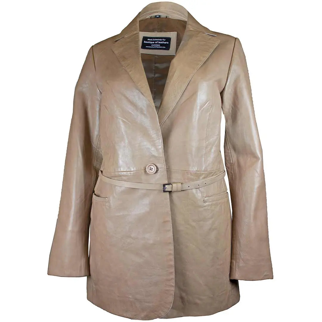BOL Women's Leather Trench Coat with Adjustable Belt | Leather Jacket