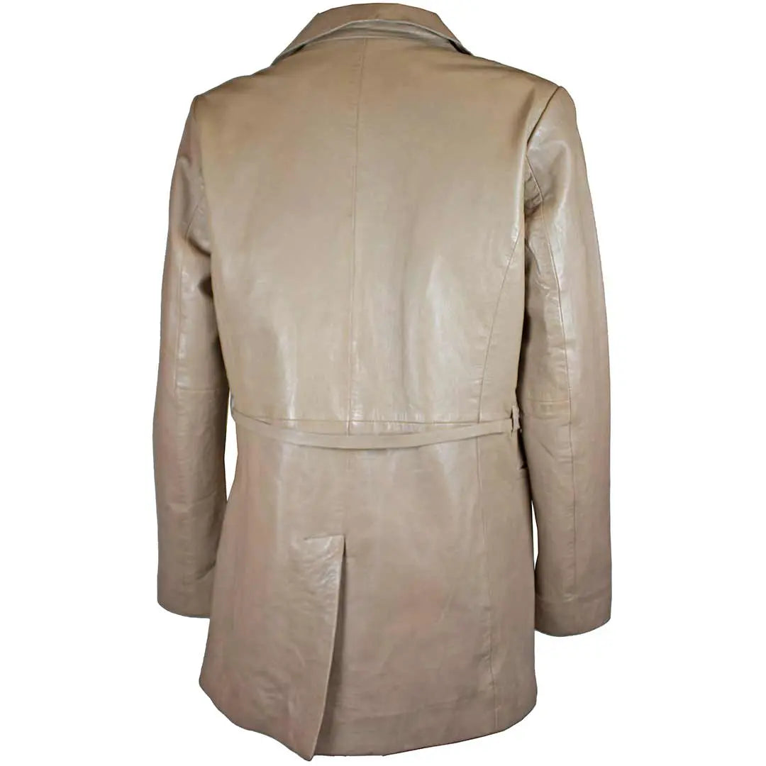 BOL Women's Leather Trench Coat with Adjustable Belt | Leather Jacket