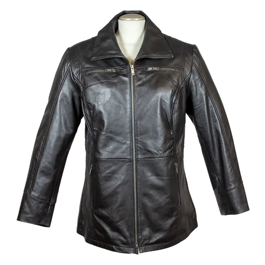 BOL Women's Long Zip Up Leather Jacket