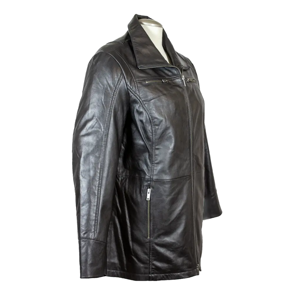 BOL Women's Long Zip Up Leather Jacket