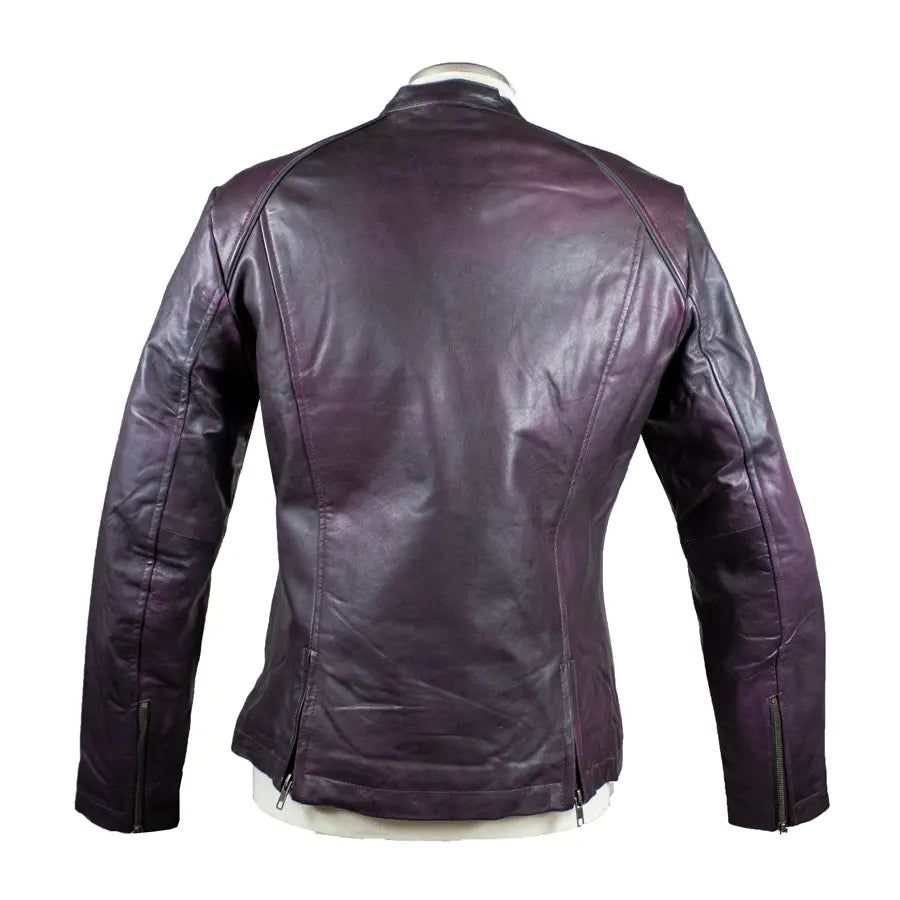 BOL Women's Purple Wash Moto Leather Jacket
