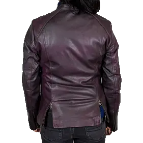 BOL Women's Purple Wash Moto Leather Jacket
