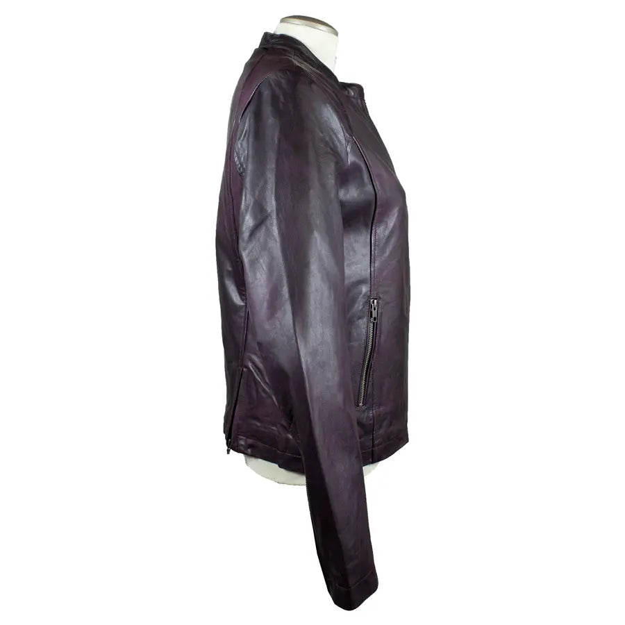 BOL Women's Purple Wash Moto Leather Jacket