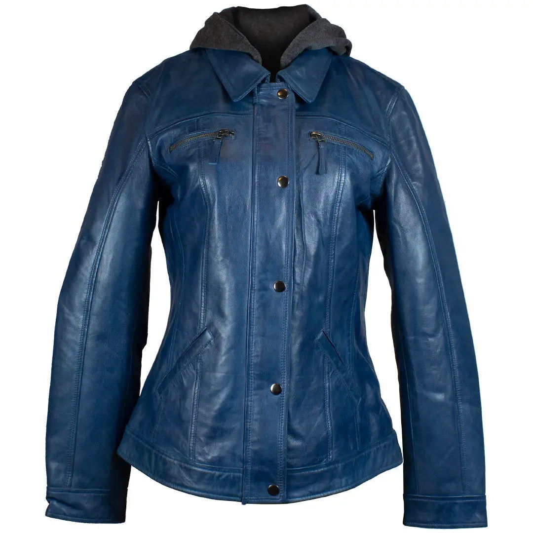 BOL Women's Removable Hood Leather Jacket