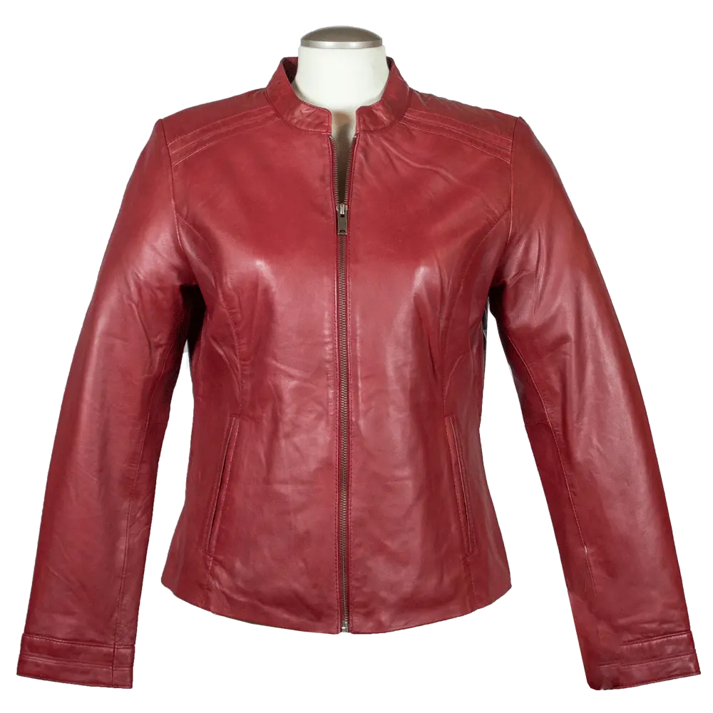 BOL Women's Round Collar Leather Jacket