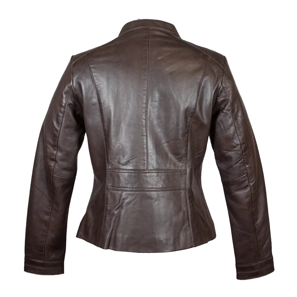 BOL Women's Round Collar Leather Jacket
