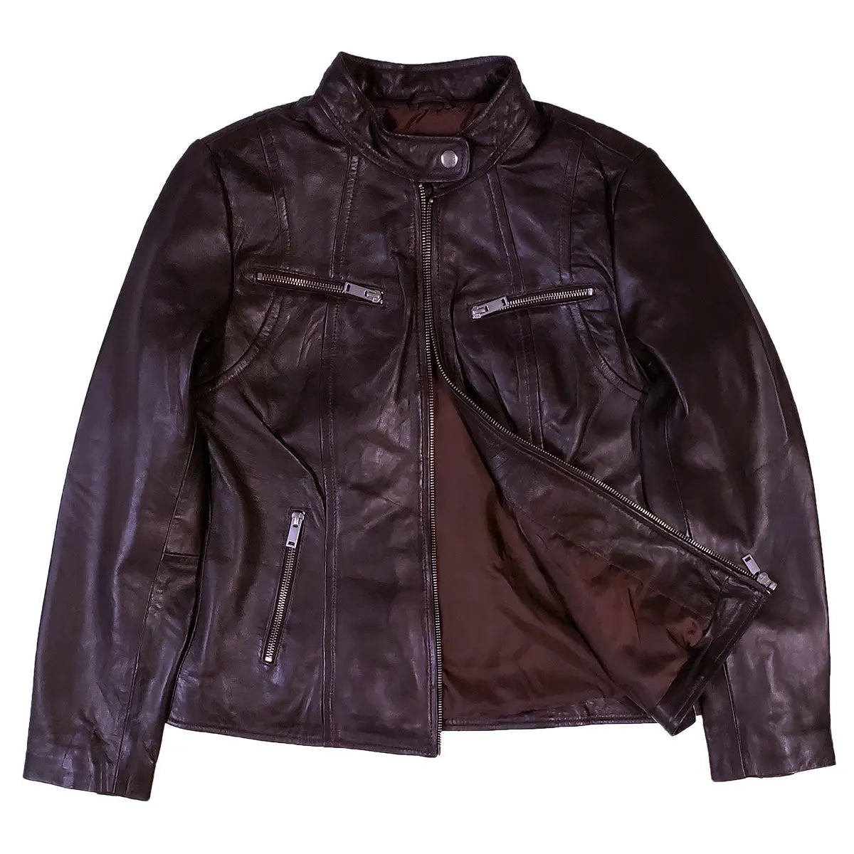BOL Women's Zip Pocket Leather Jacket