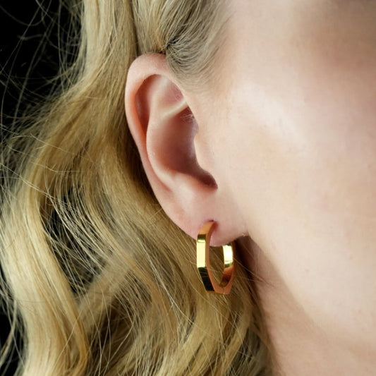 BOLZANO Gold: Hexagon Shaped Contemporary Hoop Earrings