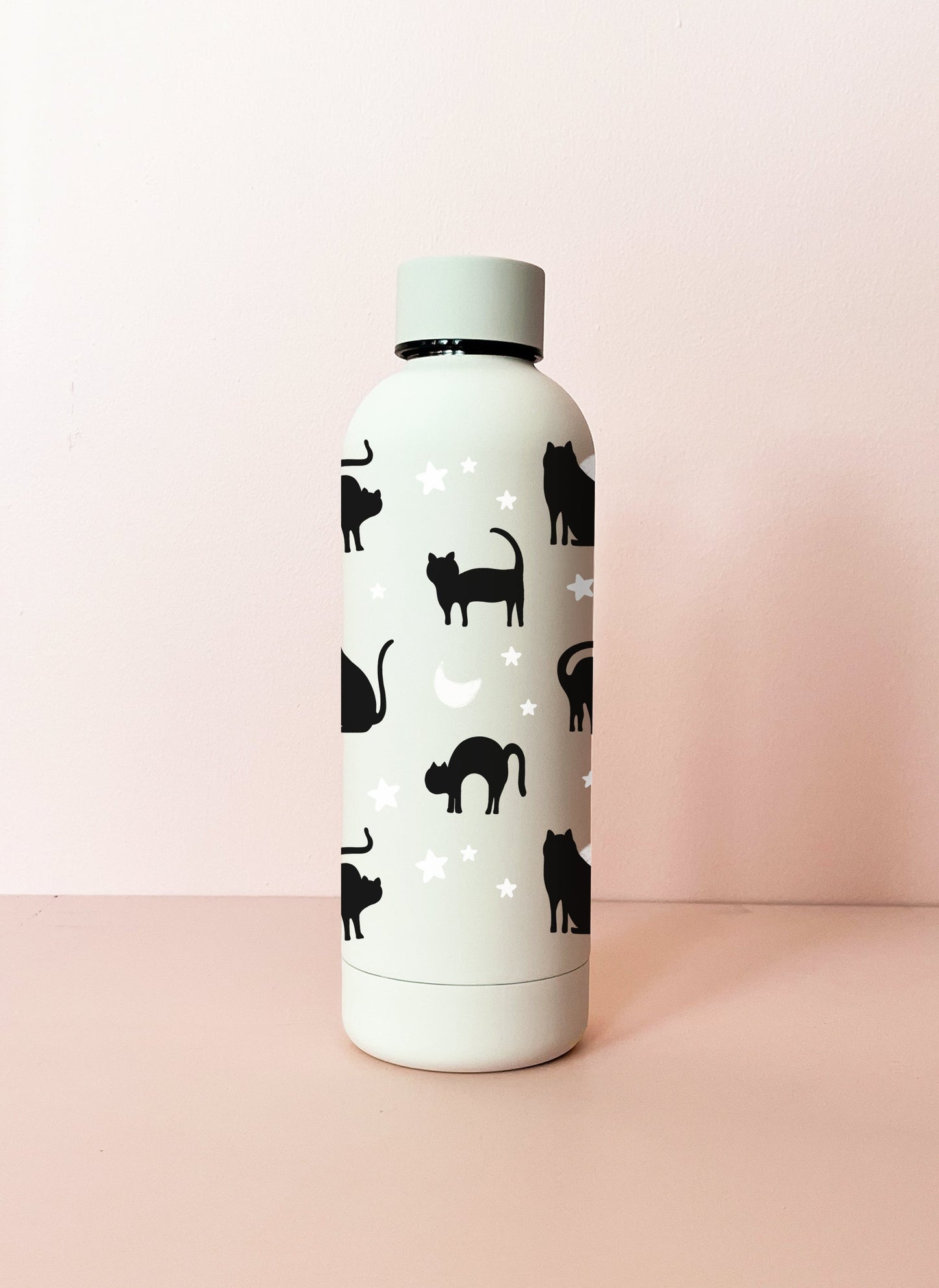 Bouteille en acier inox 17oz - crème Chats noirs