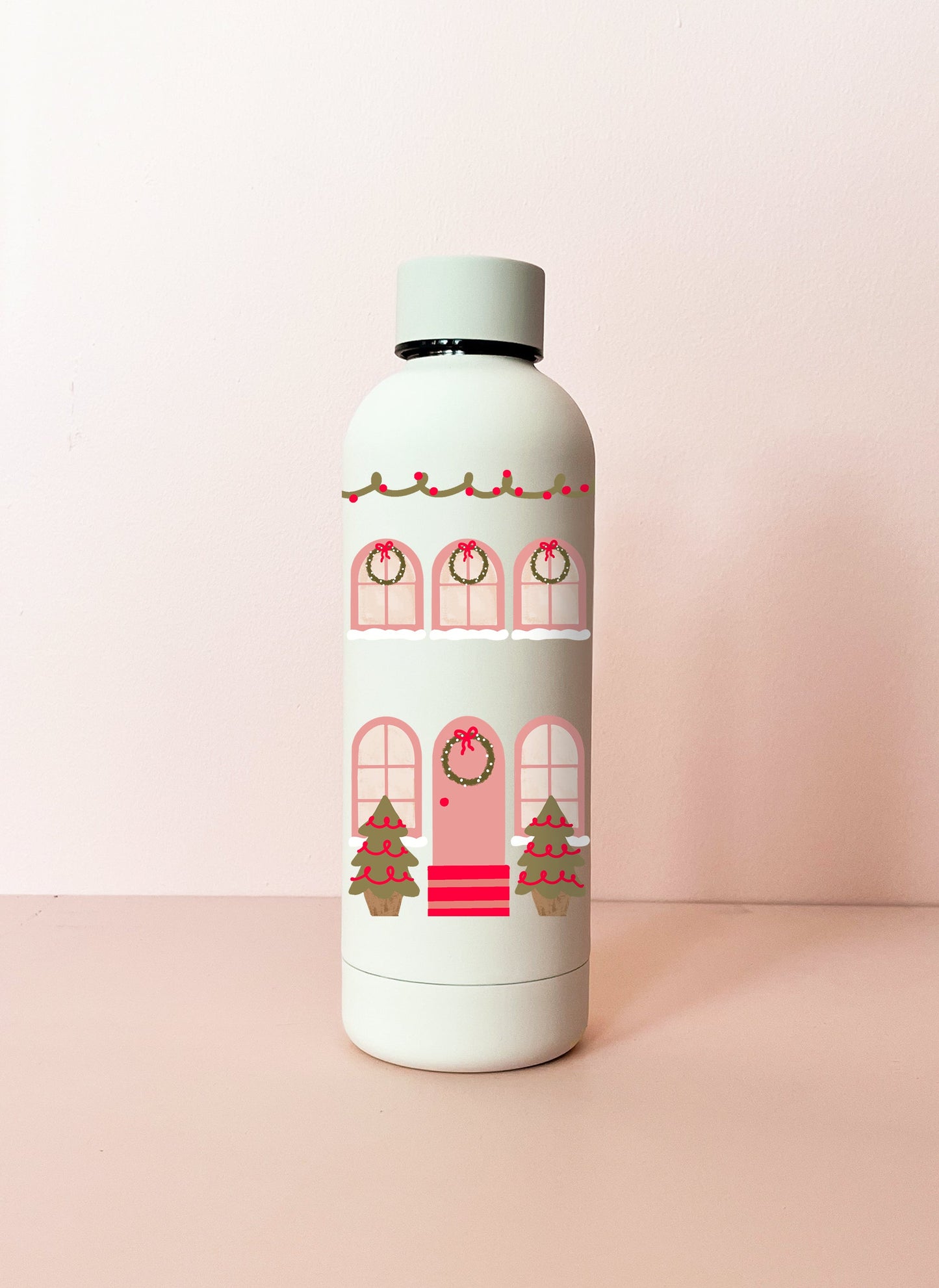 Bouteille en acier inox 17oz - crème Façade festive