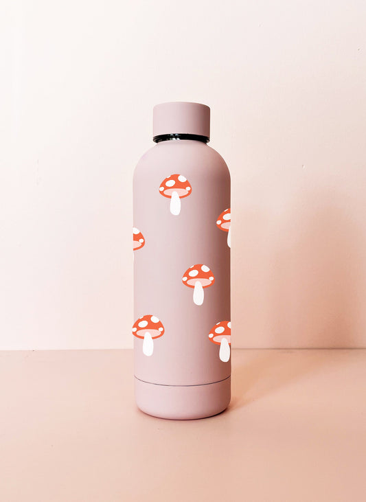 Bouteille en acier inox 17oz - rose Mini champignons