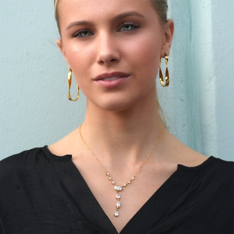 Style BUCKIE:  Multi Pendant Zirconia Chain Necklace