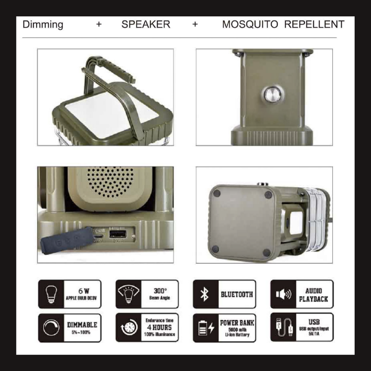 TRU De-LIGHT BUDDY Dimmable LED Lamp / Power Bank / Bluetooth Speaker / Independent side lamps - Music / Decoration - All-In-One