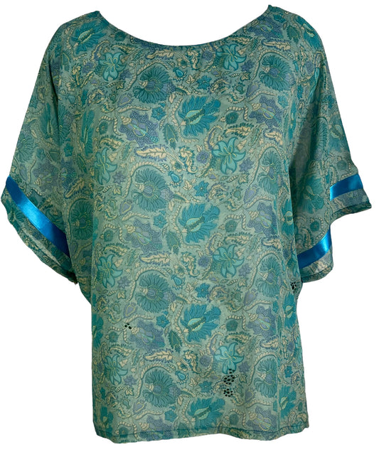 PRG6320 Sheer Avatar Pure Silk Side Slit Top
