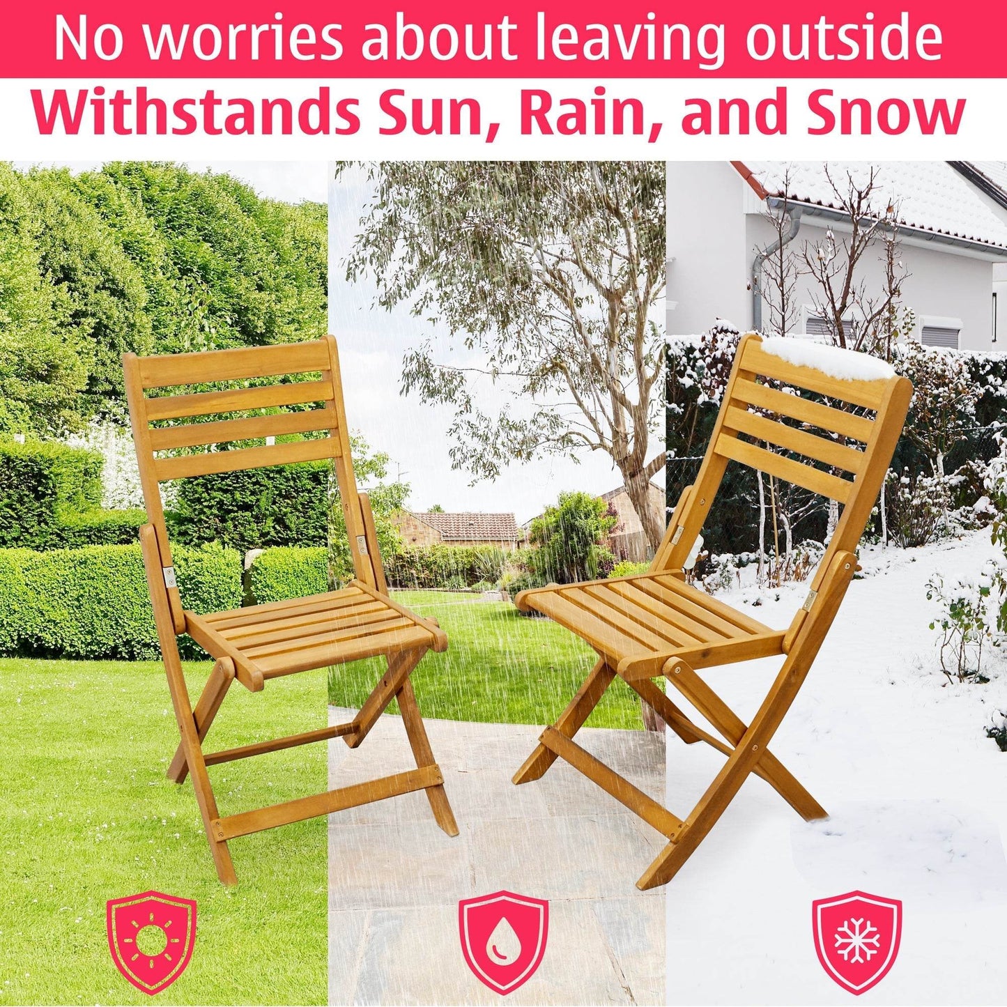 Tranquillo Anya Acacia Wood Folding Chairs Set of 2