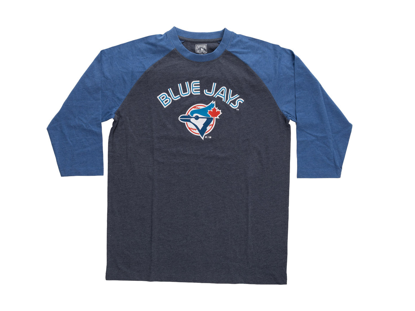 Toronto Blue Jays Men’s Cooperstown Wordmark Logo Raglan 3/4 Sleeve T-Shirt
