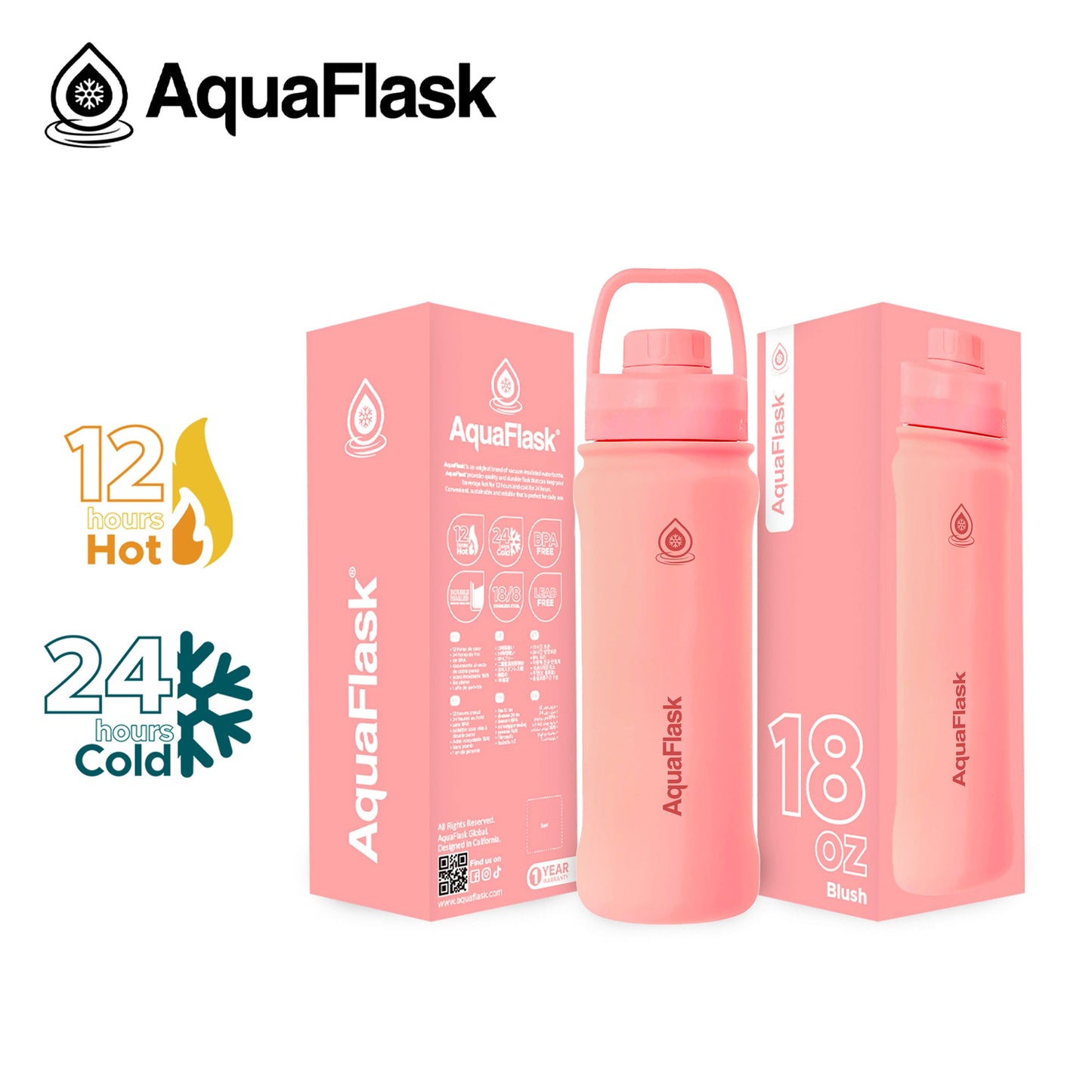 AquaFlask Original Vacuum Insulated Water Bottles 530ml (18oz)