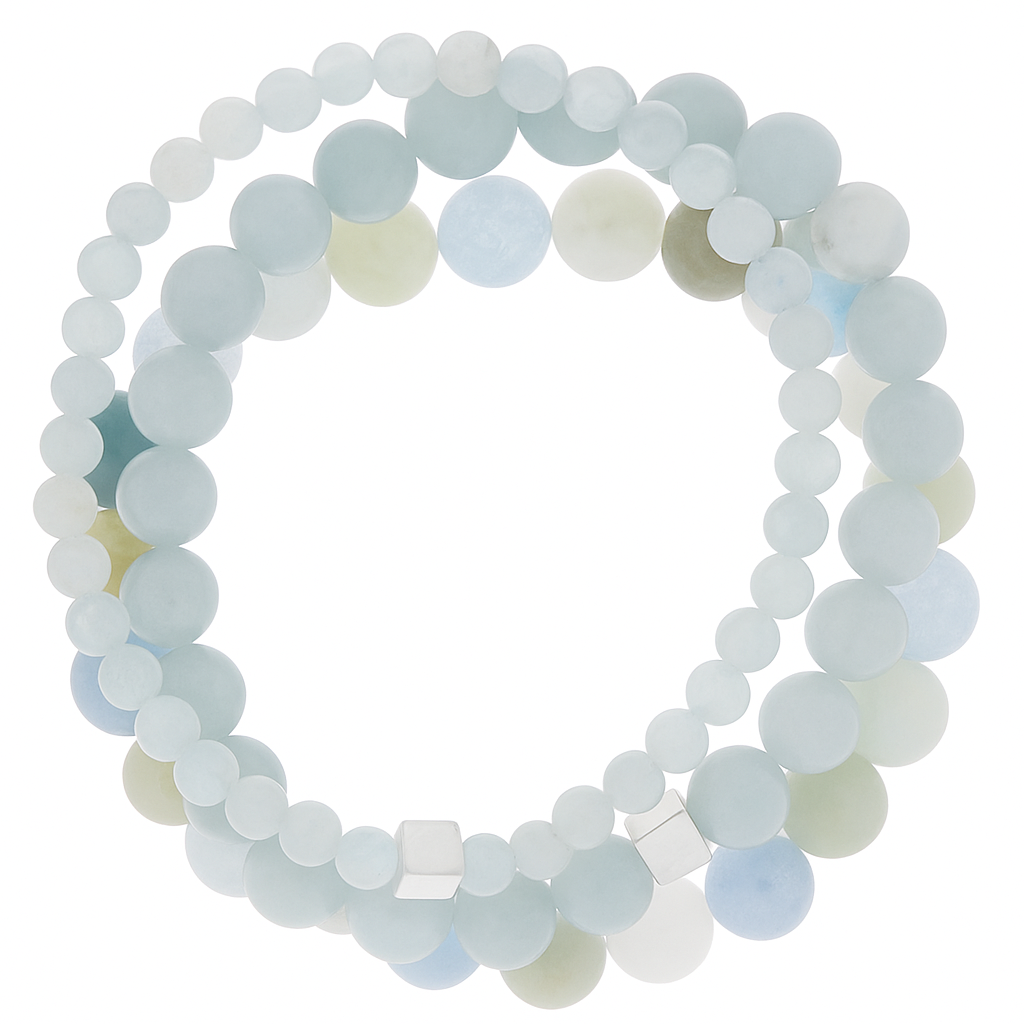Breathe Deep Aquamarine Bracelet Stack