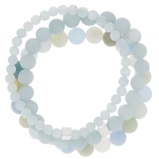 Breathe Deep Aquamarine Bracelet Stack