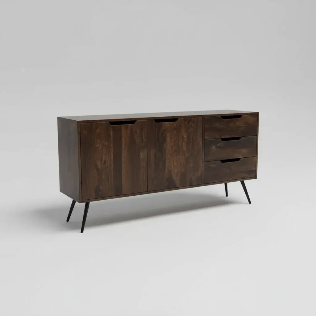 Buffet Scandinave en bois d'acacia brun foncé