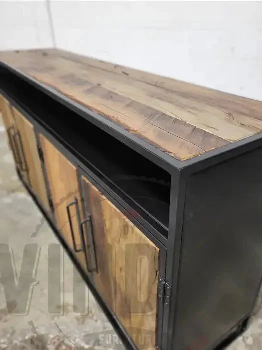 Buffet bois Recyclé sur structure d'acier noir