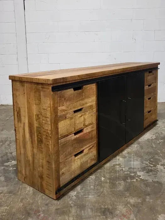 Buffet en bois de manguier portes coulissantes (Naturel)