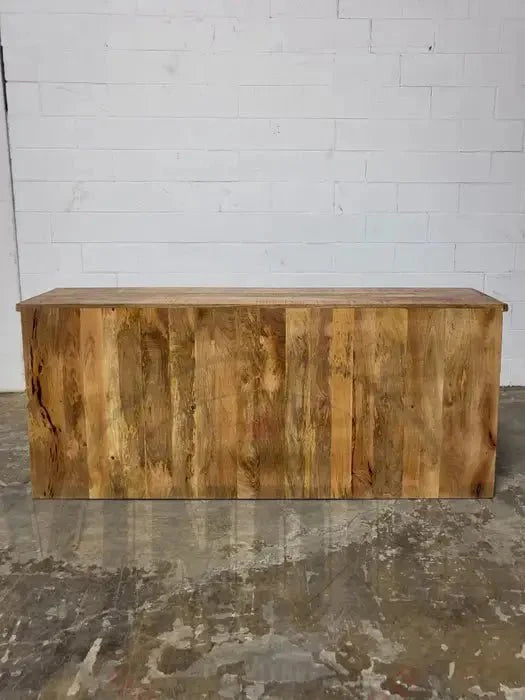 Buffet en bois de manguier avec double portes coulissantes en acier tiroirs noir