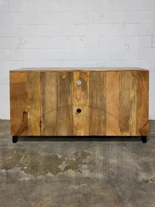 Buffet en bois de manguier avec porte en acier noir