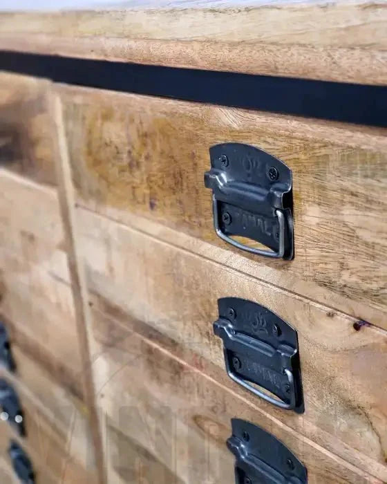 Buffet industriel en bois de manguier 4 portes bois et acier