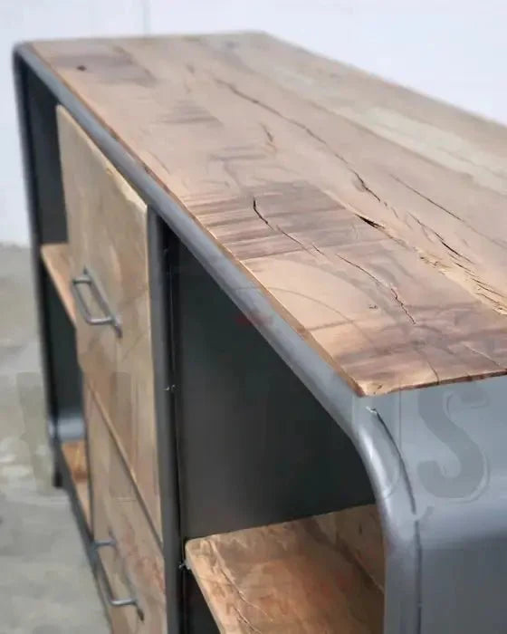 Buffet style rétro bois recyclé et acier