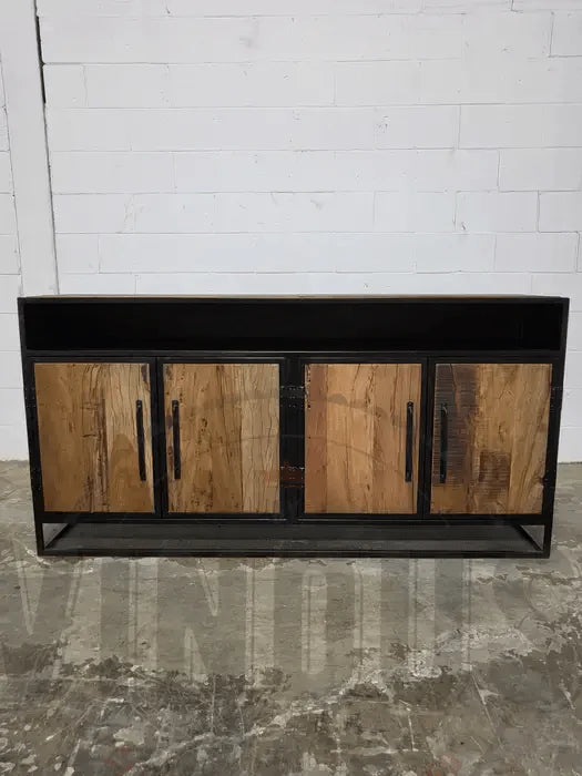 Buffet bois Recyclé sur structure d'acier noir