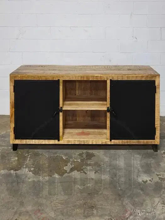 Buffet en bois de manguier avec porte en acier noir