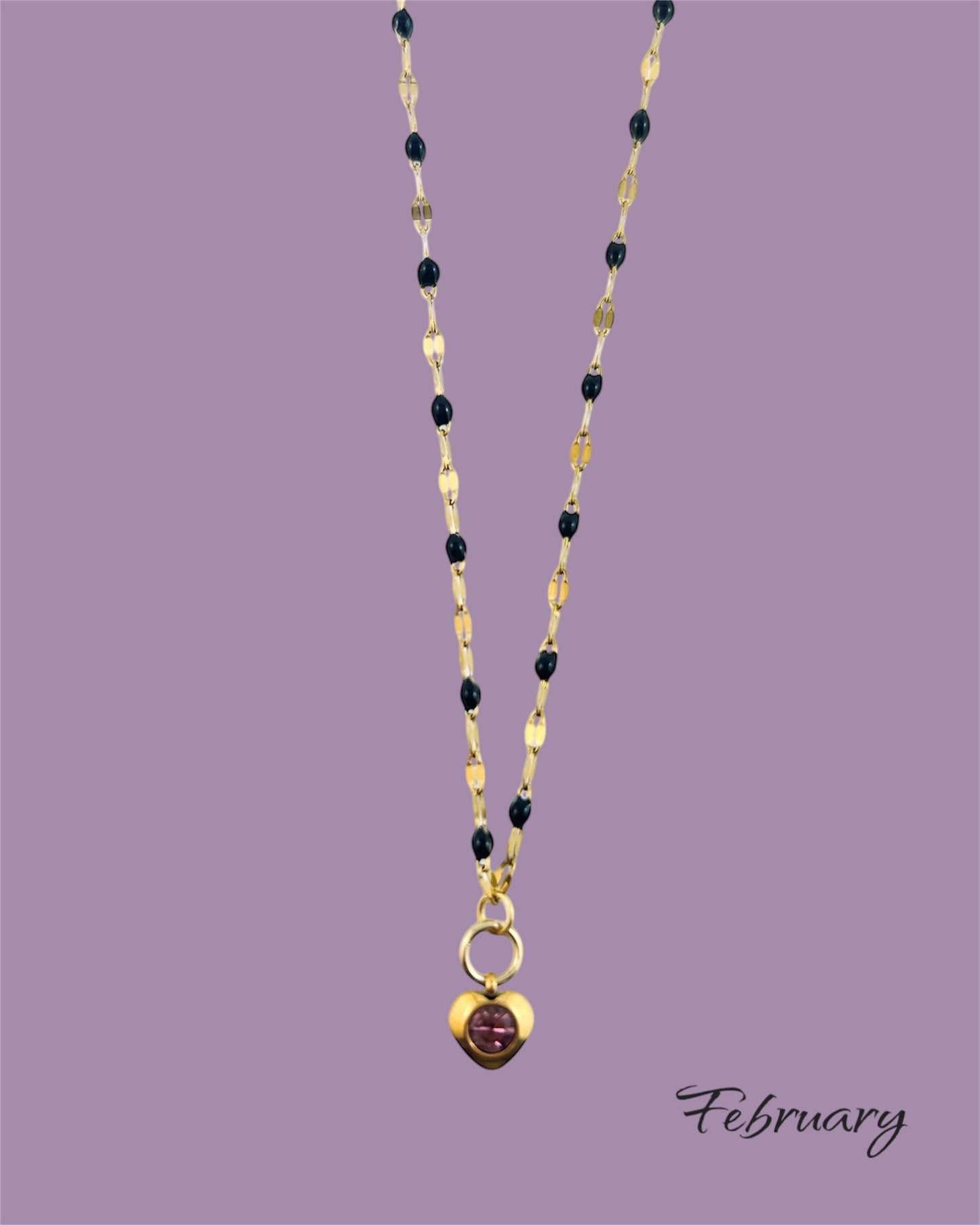 Heart Stone Necklaces in gold - various birthstone colours