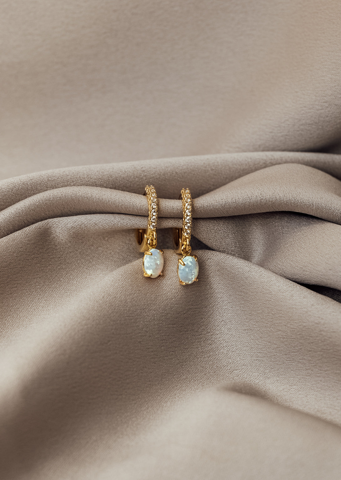 The Adeline CZ Opal Hoop Earrings