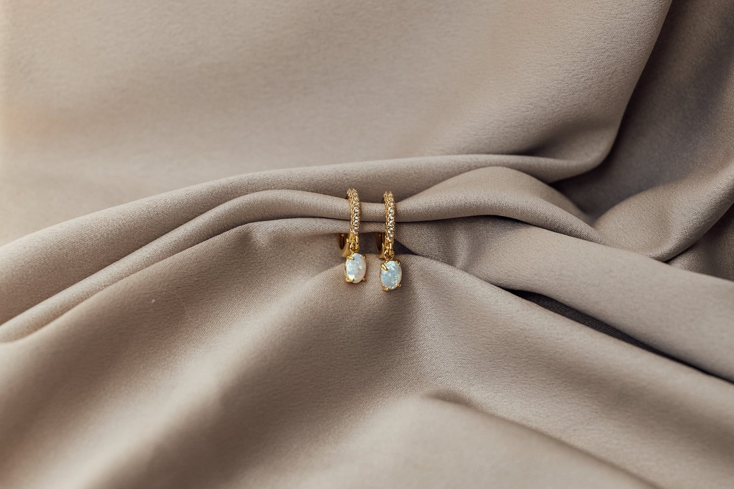 The Adeline CZ Opal Hoop Earrings