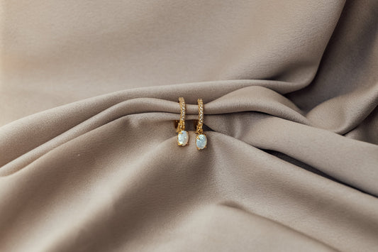 The Adeline CZ Opal Hoop Earrings