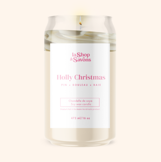 Chandelle de soya 16 oz - Holly Christmas