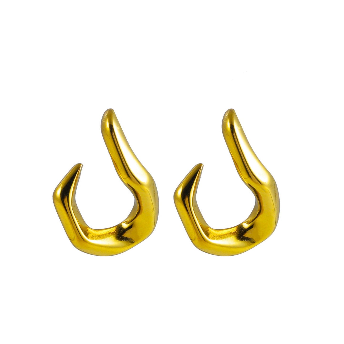 CAGLIO Abstract Shaped Hoop Earrings in Gold