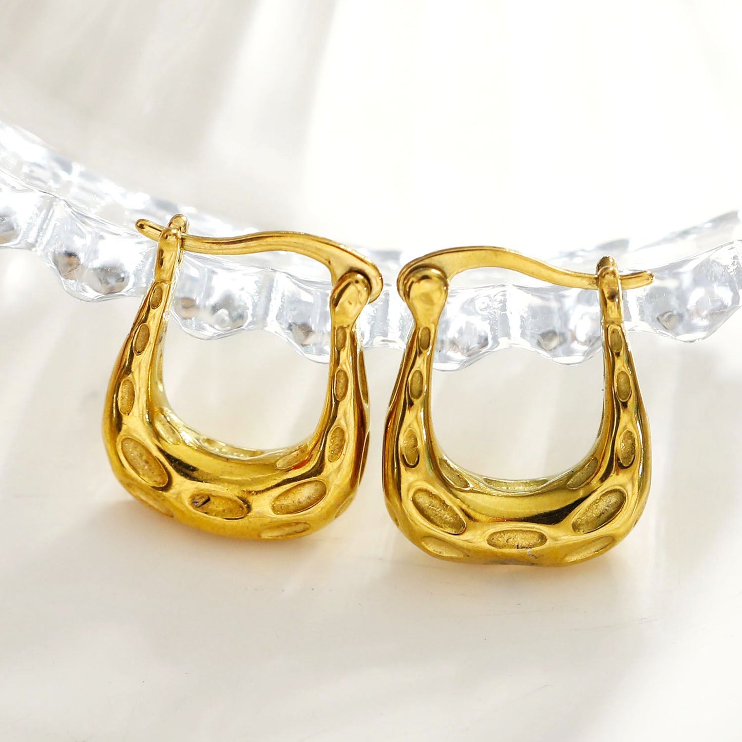 CALAVINO: Hammered Horse-Shoe Hoop Earrings