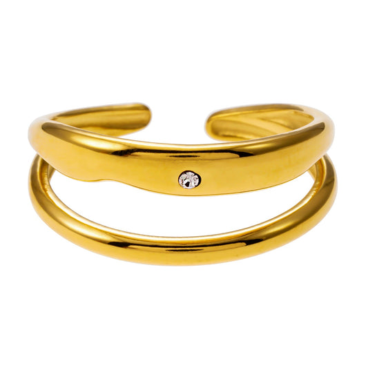 CARMELITA: Modern Minimalist Double Band Solitaire Zirconia (CZ) Ring