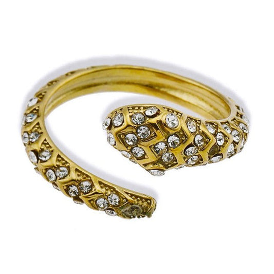 CARMEN Gold: Zirconia Embedded Ancient Serpent Design Ring
