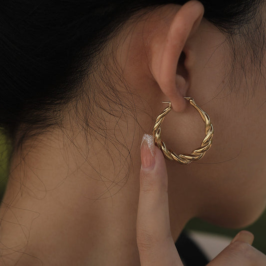 CARWYN Knotted Rope Hoop Gold Earrings