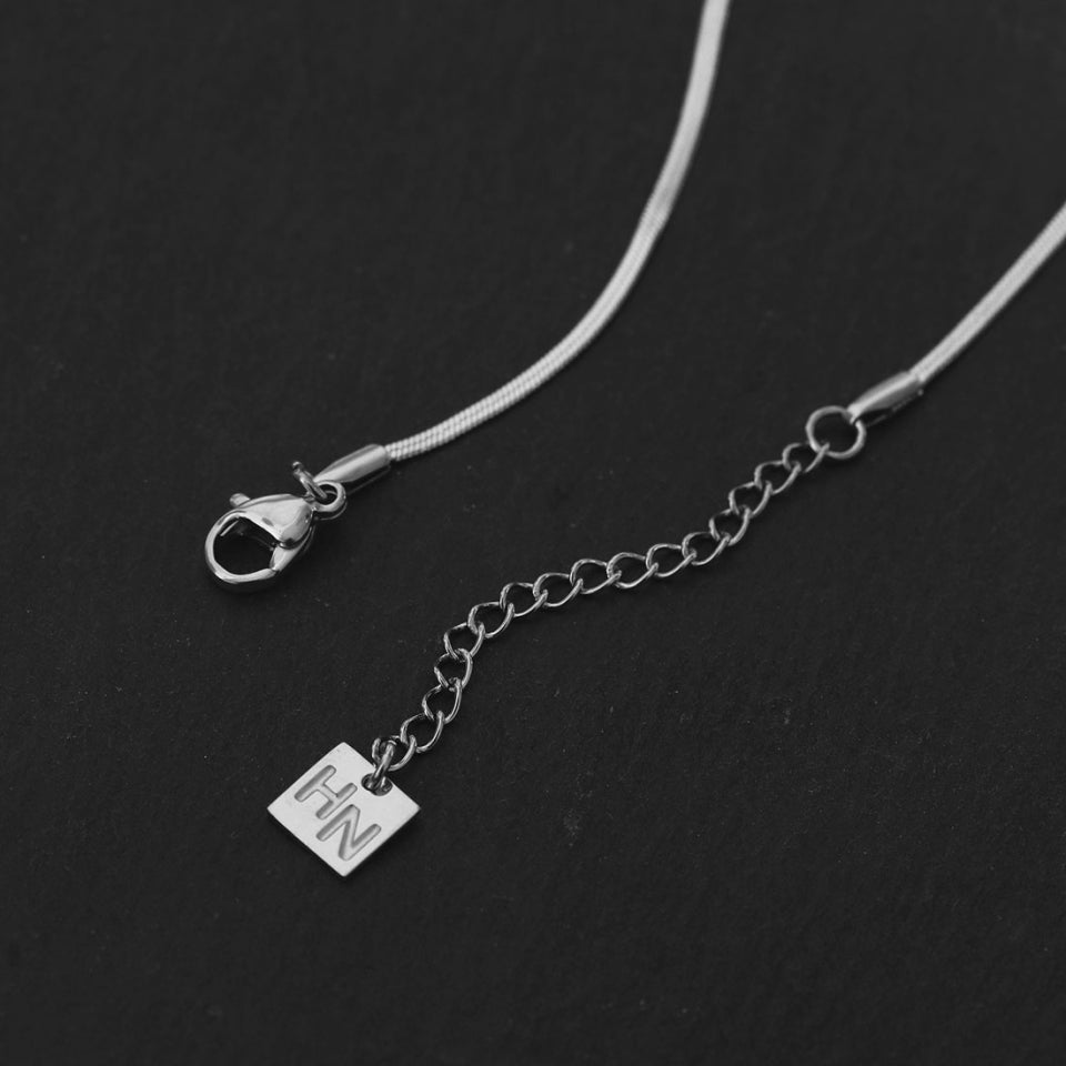 CATANIA: Snake Skin Textured Silver Chain Necklace