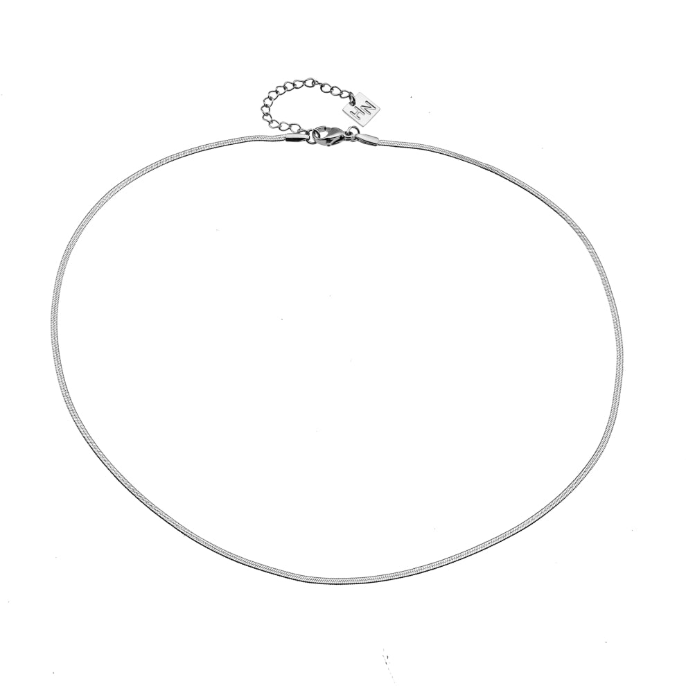 CATANIA: Snake Skin Textured Silver Chain Necklace